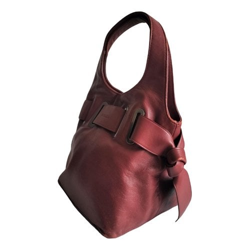 Pre-owned Krizia Leather Handbag In Burgundy
