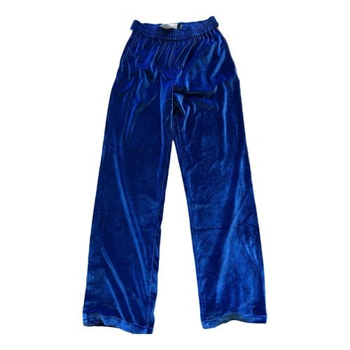 Pre-owned Msgm Velvet Large Pants In Blue