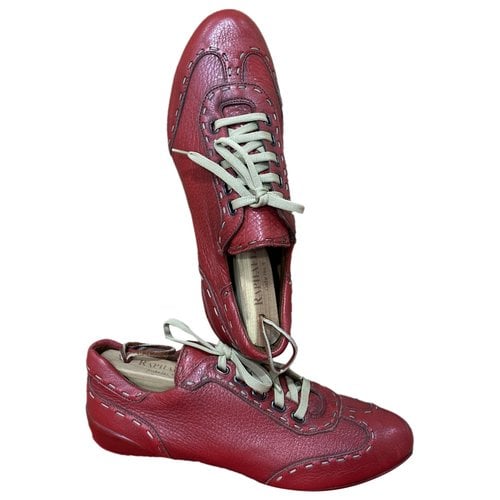 Pre-owned Fendi Leather Lace Ups In Red