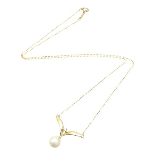 Pre-owned Mikimoto Yellow Gold Necklace In White
