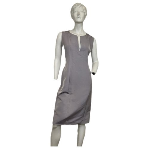 Pre-owned Gucci Silk Mid-length Dress In Grey
