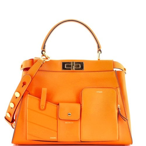 Pre-owned Fendi Leather Handbag In Orange