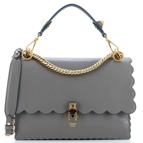 Pre-owned Fendi Leather Handbag In Grey