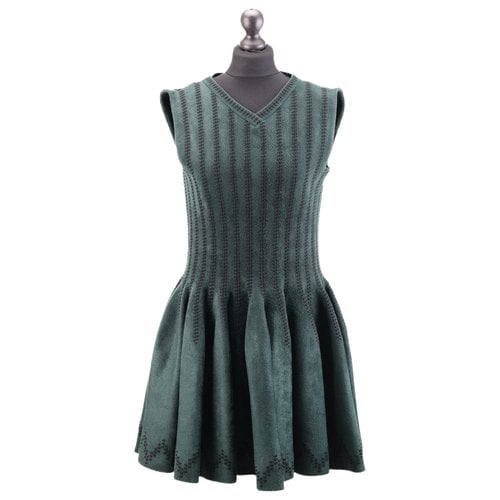 Pre-owned Alaïa Wool Mid-length Dress In Green