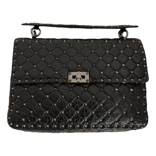 Pre-owned Valentino Garavani Rockstud Spike Leather Handbag In Black