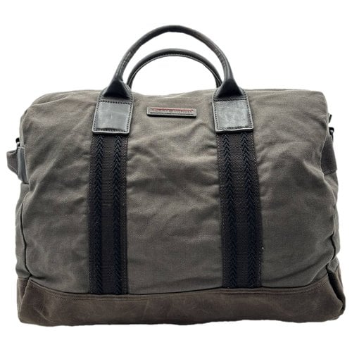 Pre-owned Tommy Hilfiger Cloth Travel Bag In Khaki