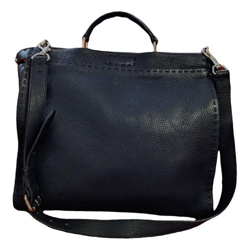 Pre-owned Fendi Leather Satchel In Navy