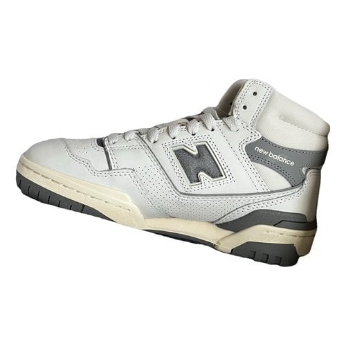 Pre-owned New Balance Leather High Trainers In Silver
