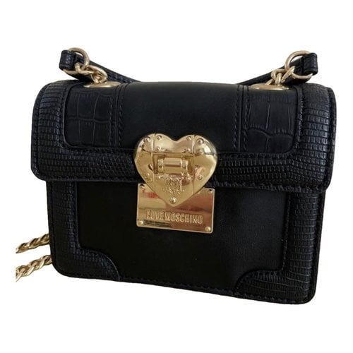 Pre-owned Moschino Love Vegan Leather Mini Bag In Black