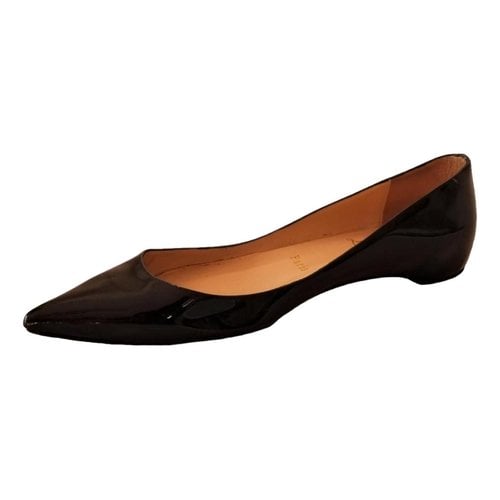 Pre-owned Christian Louboutin Patent Leather Ballet Flats In Black