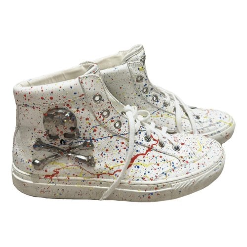 Pre-owned Philipp Plein Leather Trainers In White
