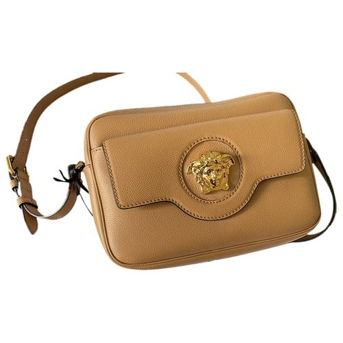 Pre-owned Versace Leather Crossbody Bag In Camel