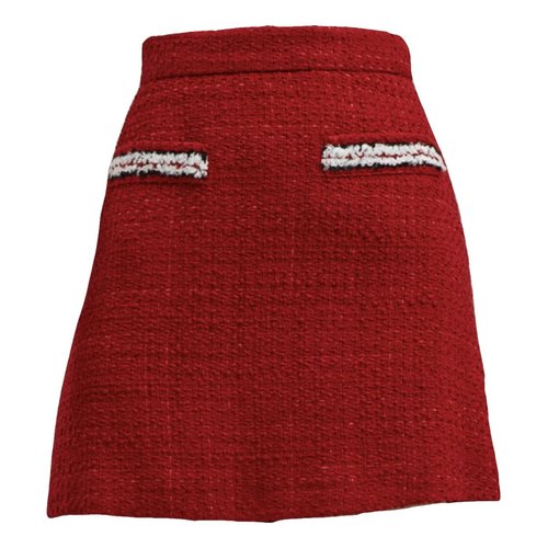 Pre-owned Max Mara Tweed Mini Skirt In Red