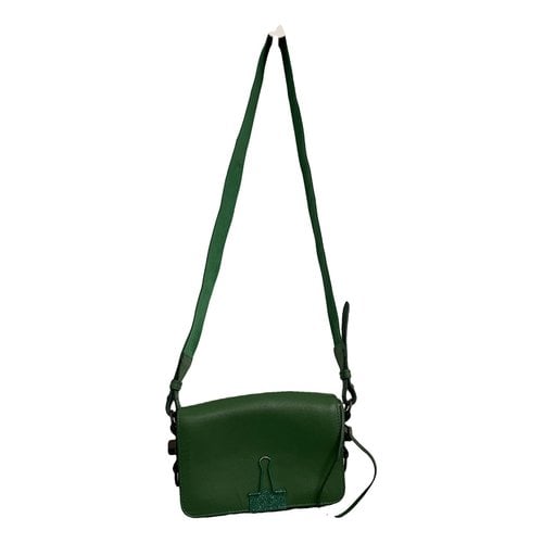 Pre-owned Off-white Binder Leather Handbag In Green
