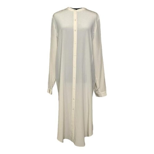 Pre-owned Eileen Fisher Silk Dress In Beige
