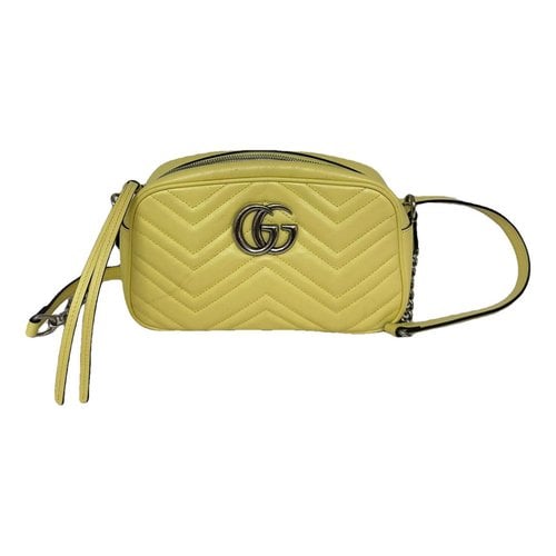 Pre-owned Gucci Gg Marmont Leather Crossbody Bag In Yellow