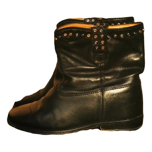 Pre-owned Isabel Marant Cluster Leather Ankle Boots In Black