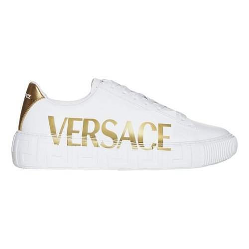 Pre-owned Versace Leather Low Trainers In White