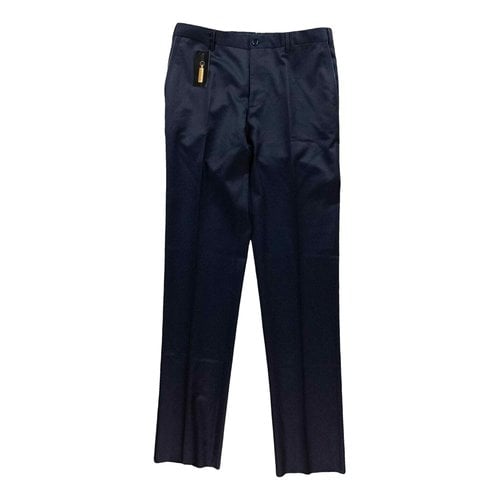 Pre-owned Zilli Wool Trousers In Navy