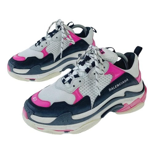 Pre-owned Balenciaga Triple S Cloth Low Trainers In Pink