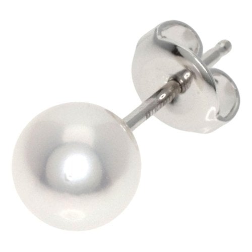 Pre-owned Mikimoto White Gold Earrings In Silver