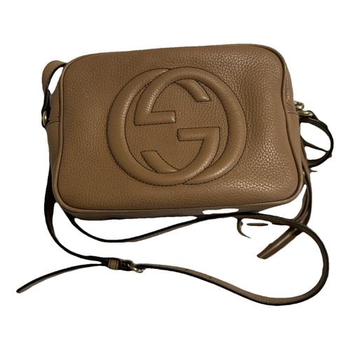 Pre-owned Gucci Soho Leather Crossbody Bag In Beige