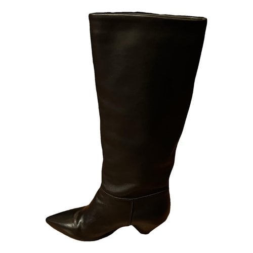 Pre-owned Poesie Veneziane Leather Boots In Black