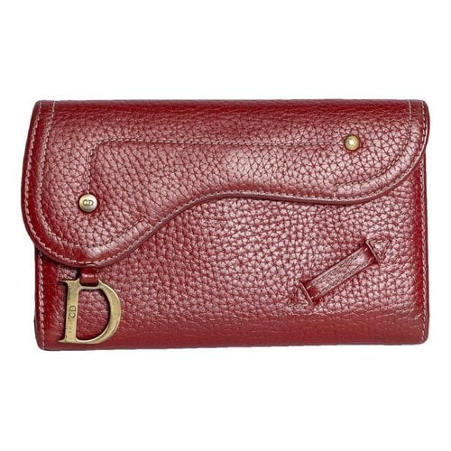 Pre-owned Dior Leather Wallet In Red