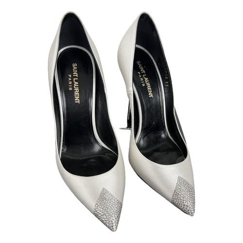 Pre-owned Saint Laurent Cloth Heels In White