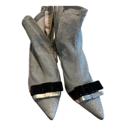Pre-owned Sophia Webster Glitter Ankle Boots In Silver