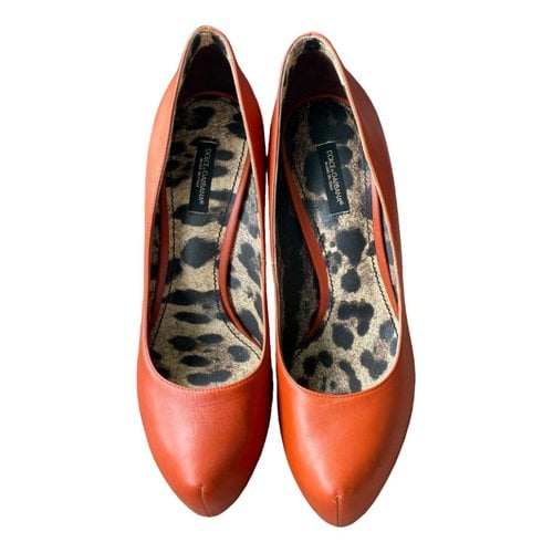 Pre-owned Dolce & Gabbana Leather Heels In Orange