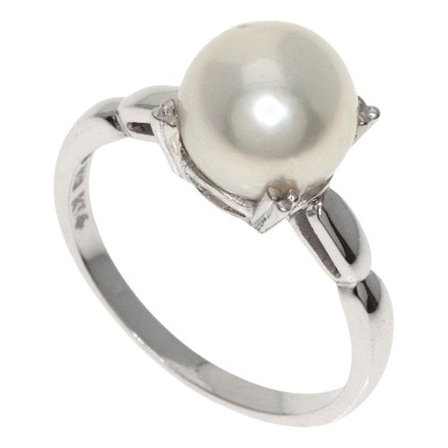 Pre-owned Mikimoto White Gold Ring In Silver