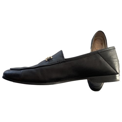 Pre-owned Sam Edelman Leather Flats In Black