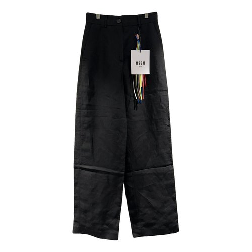 Pre-owned Msgm Linen Large Pants In Black