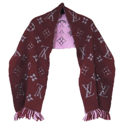 Pre-owned Louis Vuitton Wool Stole In Burgundy