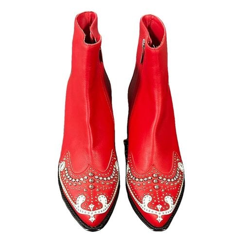 Pre-owned Le Silla Leather Ankle Boots In Red