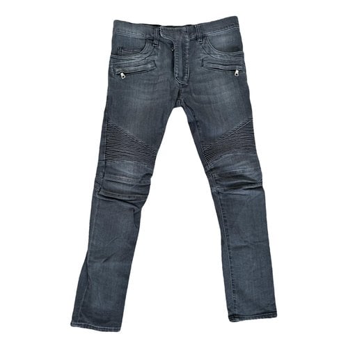Pre-owned Balmain Straight Jeans In Black