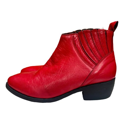 Pre-owned Creative Recreation Leather Ankle Boots In Red