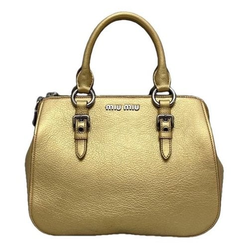 Pre-owned Miu Miu Starlight Leather Handbag In Gold