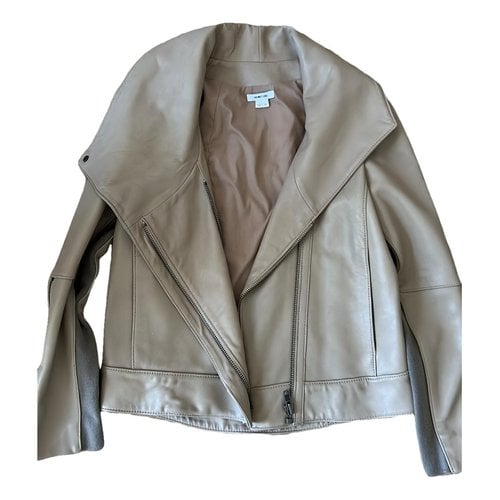 Pre-owned Helmut Lang Leather Jacket In Beige