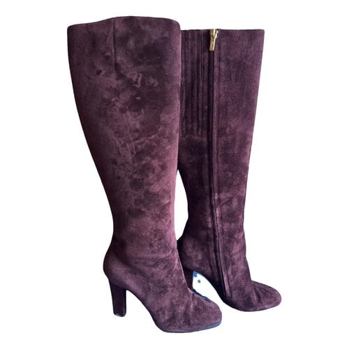 Pre-owned Ferragamo Leather Boots In Burgundy