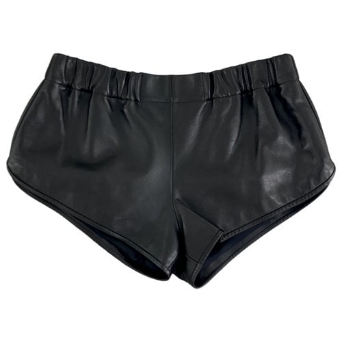 Pre-owned Saint Laurent Leather Mini Short In Black
