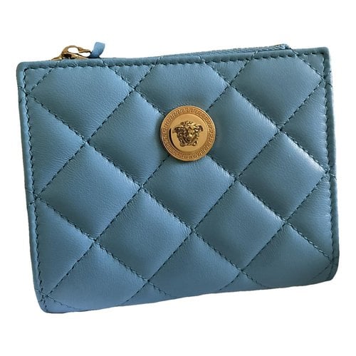 Pre-owned Versace Leather Wallet In Blue