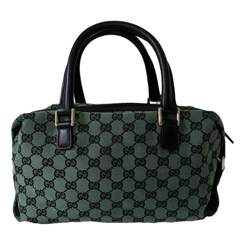Pre-owned Gucci Boston Cloth Handbag In Green