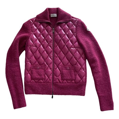 Pre-owned Moncler Classic Wool Cardi Coat In Pink