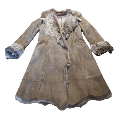 Pre-owned Rizal Shearling Coat In Brown