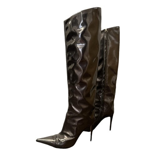 Pre-owned Alexandre Vauthier Patent Leather Boots In Metallic