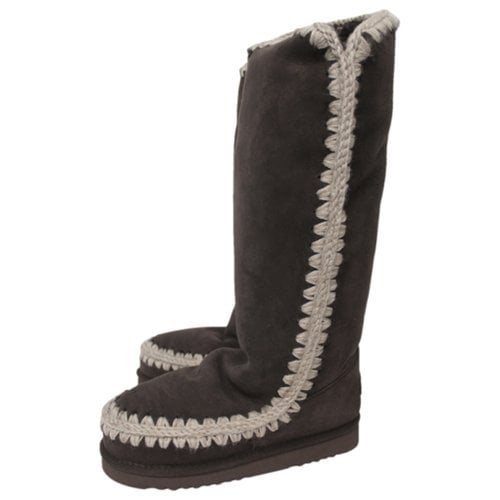 Pre-owned Mou Shearling Snow Boots In Brown