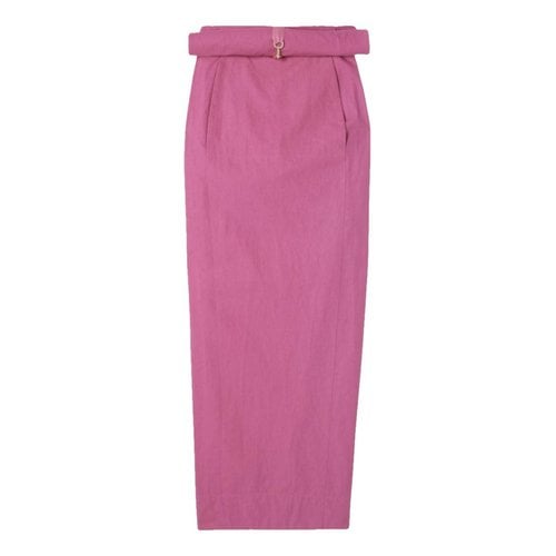 Pre-owned Jacquemus Linen Maxi Skirt In Pink