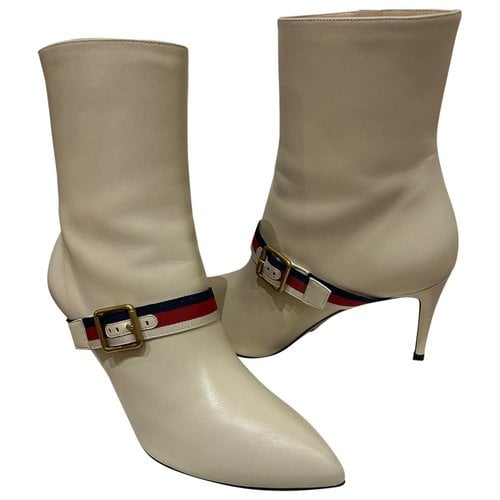 Pre-owned Gucci Leather Boots In White